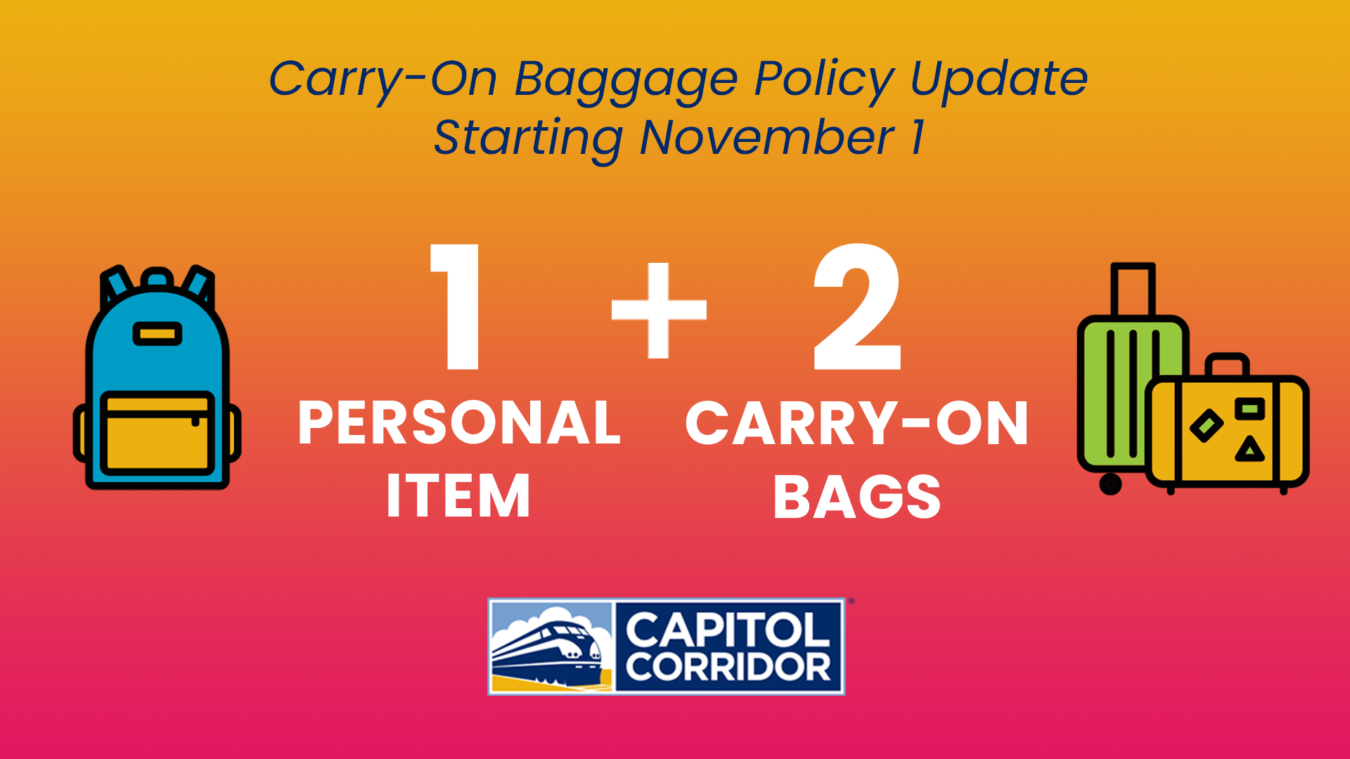 Capitol Corridor Luggage u0026 Carry-On Policy for Travelers
